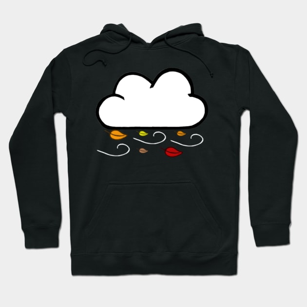 Windy Cloud Pattern With Fall Colored Leaves (Black) Hoodie by thcreations1